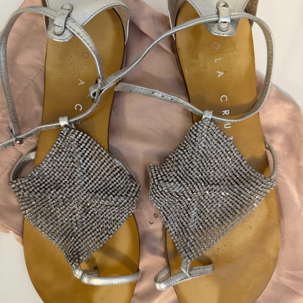 Lola Cruz Rhinestone Flat Sandals Sz 38 / US W 7.5 - Picture 3 of 4